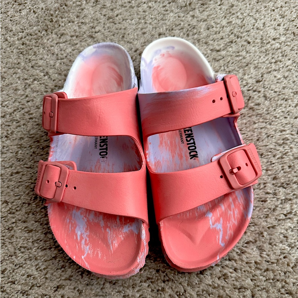 Birkenstock - Pink and Purple Tie-Dye Arizona EVA Slides